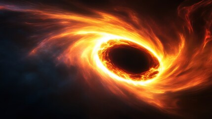 Fototapeta premium A mesmerizing cosmic black hole swirling with fiery energy and vibrant colors, evoking a sense of the universe's mystery.