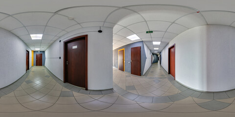 360 hdri panorama in white empty corridor for room office. full seamless spherical panorama 360...
