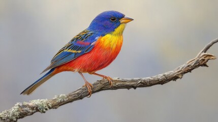 Obraz premium Vibrantly colored bird perched on branch in natural habitat depicting wildlife