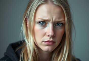 Naklejka premium Portrait of a melancholic Nordic blond woman