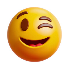 Fototapeta premium Winking smiley face emoji expressing playful and cheeky feelings in a digital formatWinking smiley face emoji expressing playful and cheeky feelings in a digital format