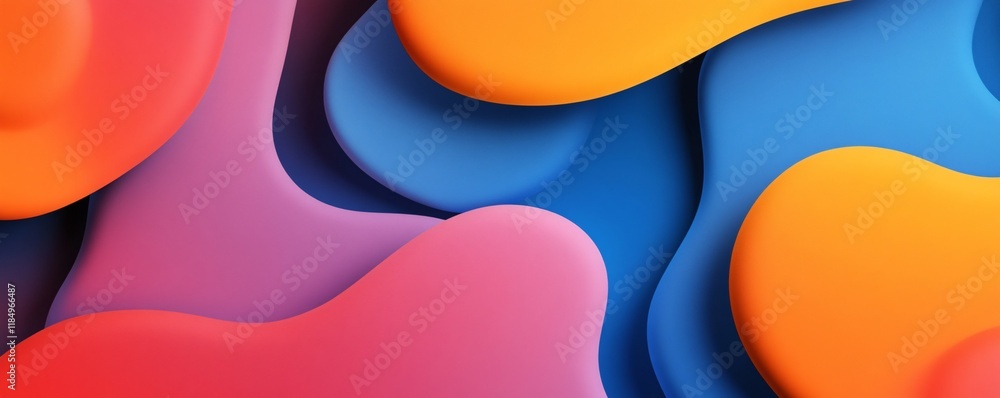 Poster Colorful liquid shapes creating an abstract background