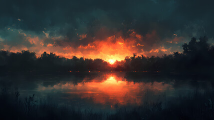 Fototapeta premium Grainy dusk backdrop with vibrant hues and smooth transitions. Twilighted. Illustration