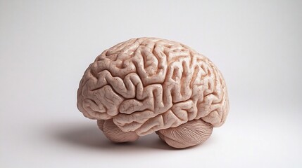 Fototapeta premium Detailed 3D render of a human brain on a white background.