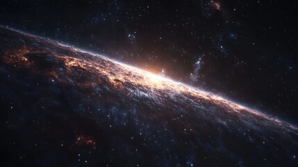 Stunning view of a galaxy edge, showcasing vibrant colors and luminous stars against a dark cosmic backdrop.