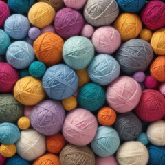 たくさんのカラフルな毛糸玉