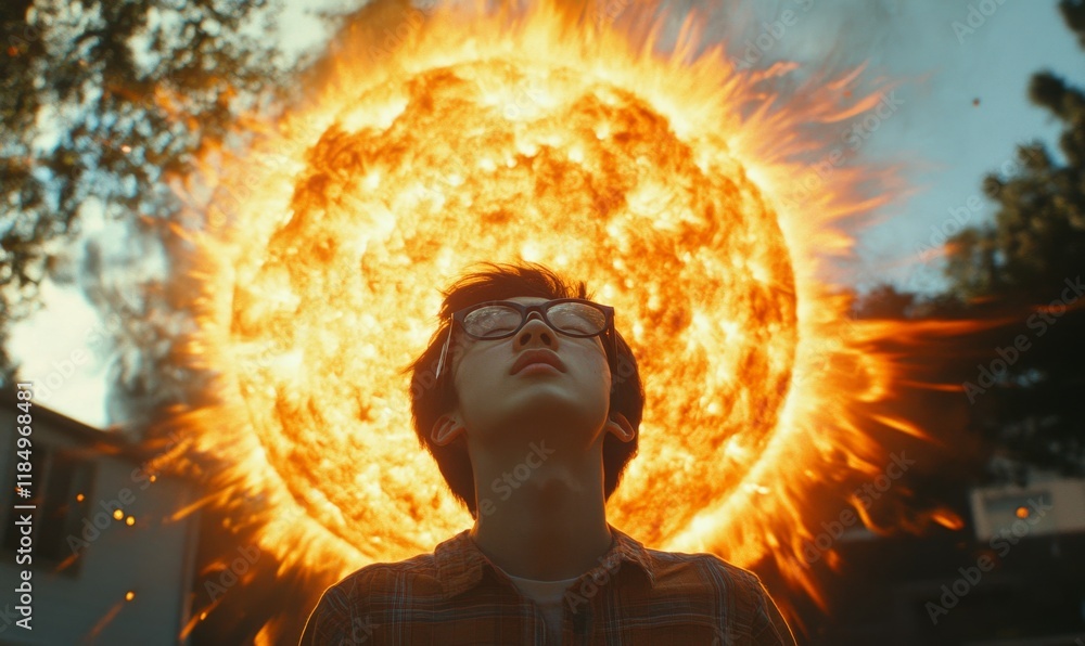 Aufkleber the sun is an exploding fiery planet in space.