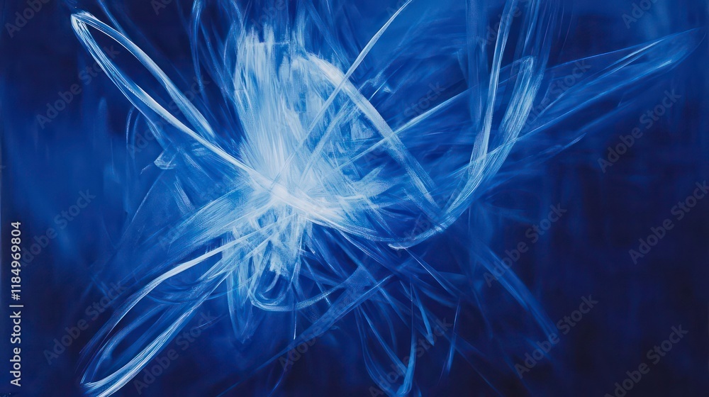Aufkleber abstract blue and white light streaks on a dark background, creating a dynamic and energetic composi