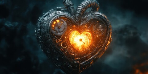 A Mechanical Heart Glows with Inner Fire
