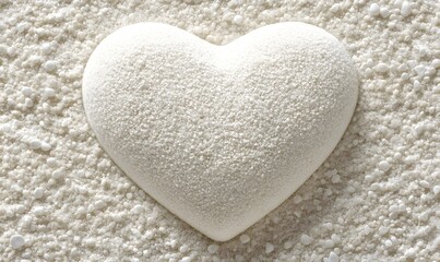 Obraz premium White heart shaped stone on textured surface.