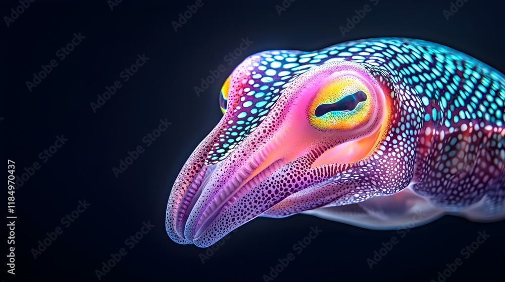 Poster colorful underwater creature with striking patterns and vivid colors, showcasing intricate details a