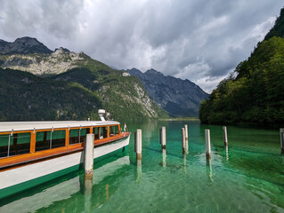 View from the boat pier in Salet at the Königssee in Berchtesgaden, Bavaria (Germany)