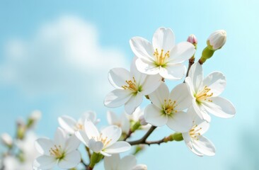 Obraz premium Jasmine flowers on blue sky background for design purposes