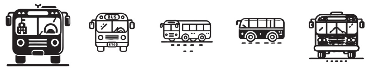 Vector set of bus silhouette icons