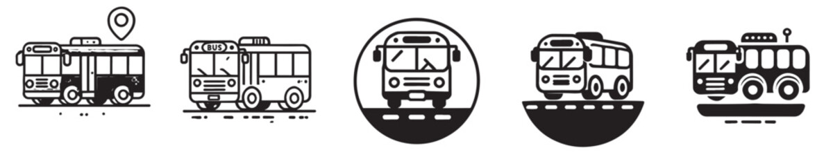 Vector set of bus silhouette icons
