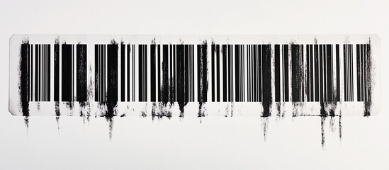Abstract barcode with grunge texture, black and white.