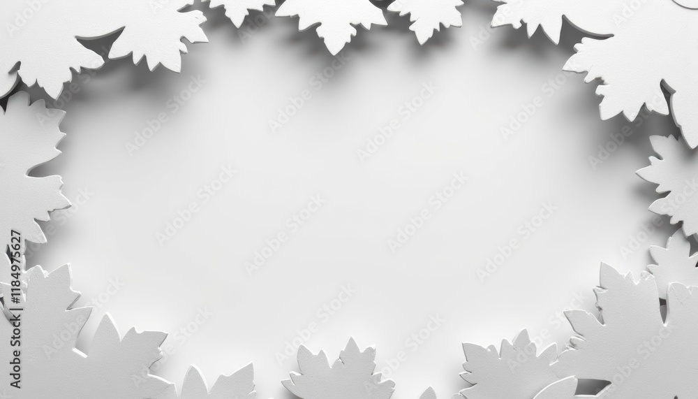 Poster Close-up of paper cutouts arranged on a white background, shadows highlighting the intricate edges, photorealistic style