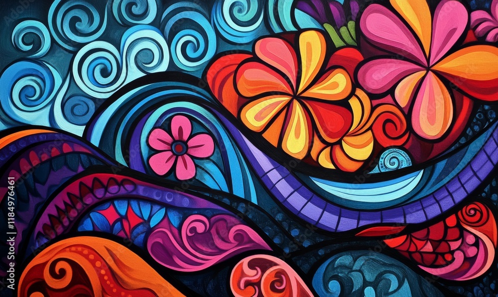 Poster vibrant blend of hues with abstract flowing patterns