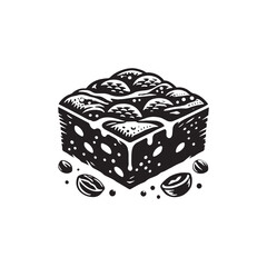 Brownie Silhouette - Minimalist Brownie Vector - Brownie Illustration.