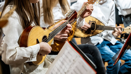 Musicians Playing Traditional Dalmatian Mandolins in Croatia