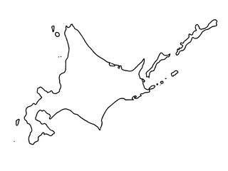 少しゆるい白い北海道地図 線画