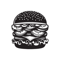 Burger Silhouette - Burger Vector - Minimalist Burger Illustration.