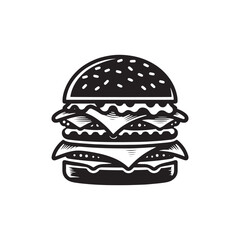 Burger Silhouette - Burger Vector - Minimalist Burger Illustration.