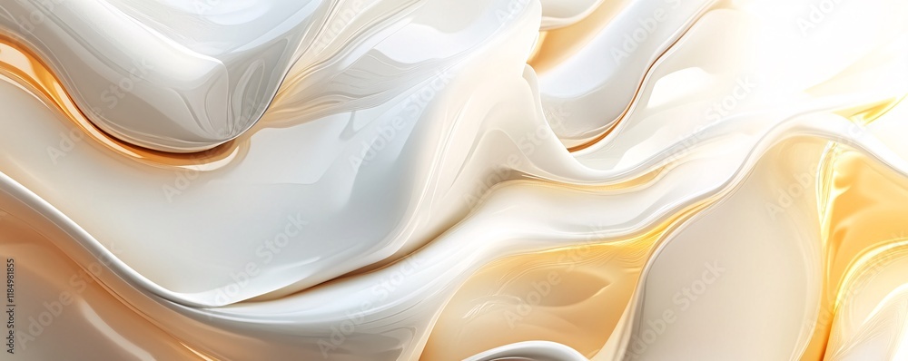 Poster abstract beige and white flowing smooth shape background