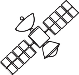 Satellite Icon in Simple Line Art - Vector Graphic