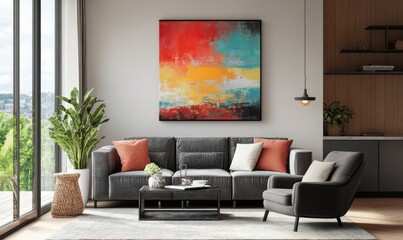 Vividly colored and textured canvas print of a mixed media abstract piece. Perfect for modern homes, offices or any space needing a lively backdrop.