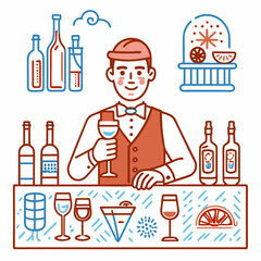 Bartender at work, Bartender serving drinks in a bar setting