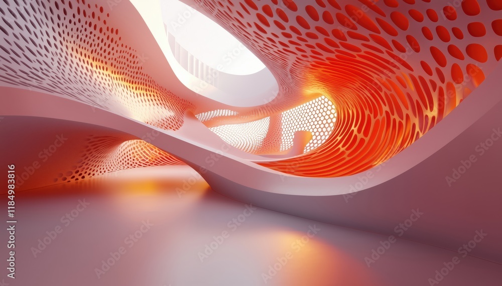 Poster digital rendering of flowing and twisted geometries captured in intricate design compositions. a mes