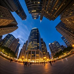 Fototapeta premium Fisheye photo of the city 