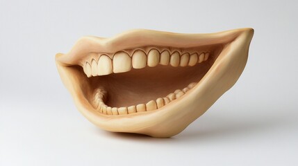 Close-up of a sculpted, smiling mouth with teeth.