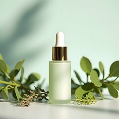 Herbal Oasis A Luxurious Serum Dropper Bottle in Pastel Serenity