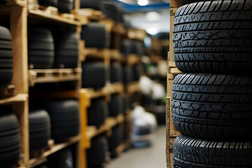 Winter car tires displayed with a focus on seasonal preparation and safety