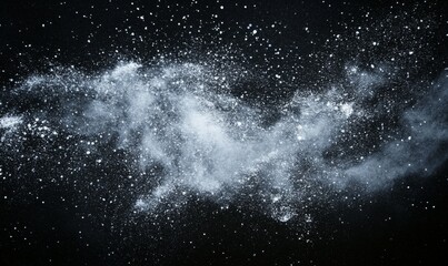 white dust and scratches on a black background. The texture of dirt on the glass.