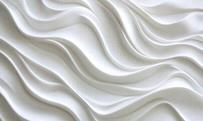 Obraz premium White fabric with a wave pattern is displayed. The fabric is smooth and has a soft texture.