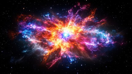 A vibrant and colorful nebula glowing in the vastness of space, showcasing cosmic beauty and wonder.