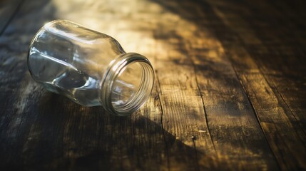 A Glass Jar Sitting on Top of a Wooden Table - Generative AI