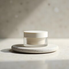 Elegance Embodied A Sleek Skincare Cream Jar on Stone
