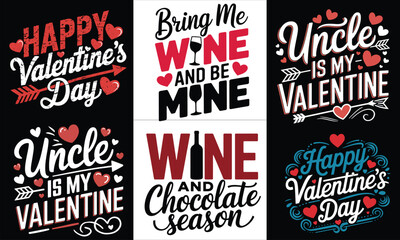 Valentines Day T-Shirt Design Bundle Romantic Fun Designs for Lovebirds