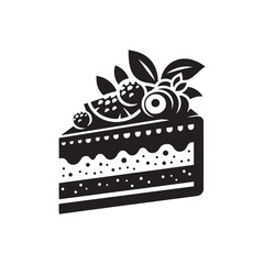 Minimalist Cake Slice Design - Cake Slice Silhouette - Illustration of Cake Slice.