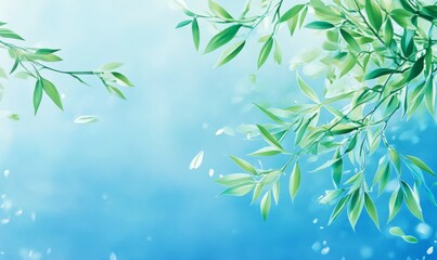 Fototapeta premium Willow Leaves on blue sky background