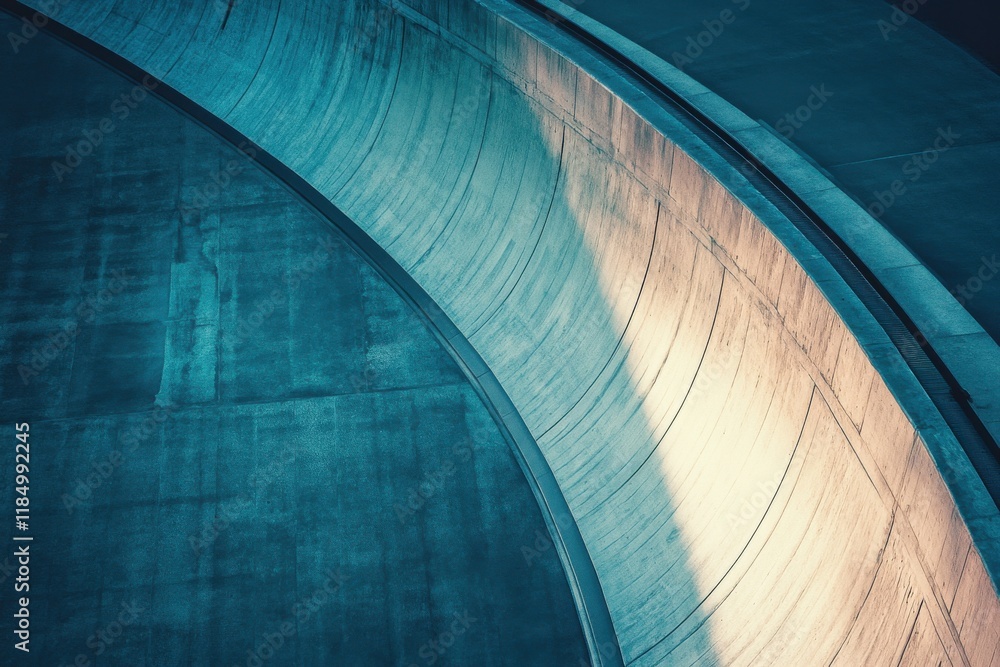 Poster abstract curved grey wall illuminated by soft light, creating an ethereal atmosphere.