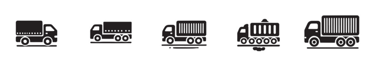 Vector set of truck silhouette icons