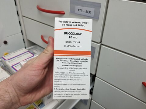 Prague,Czech Republic-January 8 2025: Buccolam contains MIDAZOLAM, used for the emergency treatment of prolonged seizures in children, providing rapid and effective relief.

