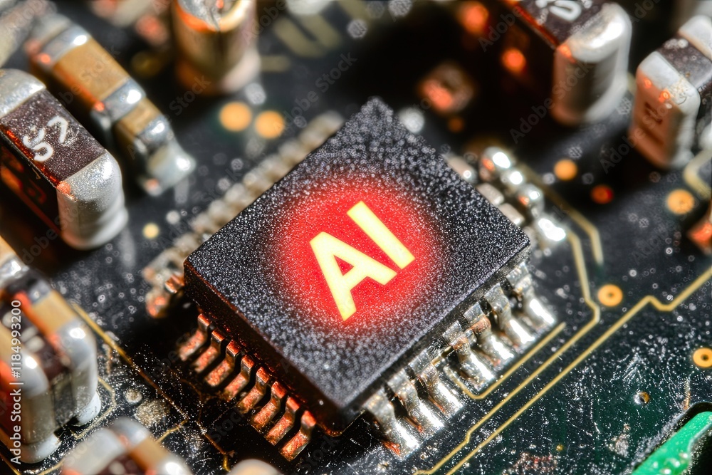 Poster the focus of ai technology is on controlling high-tech gadgets and smart robots, and the establishme