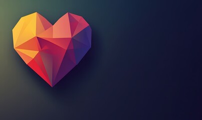 Low-poly heart shape on dark background.