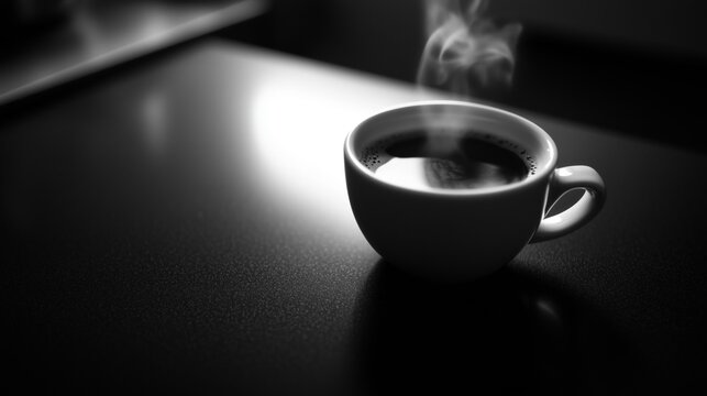 A Cup of Coffee With Steam Coming Out of It on a Table - Generative AI